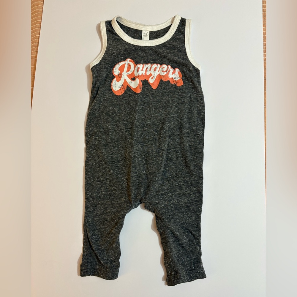 Rabbit Skins Rangers Onsie baby 12 month gray orange one piece snap